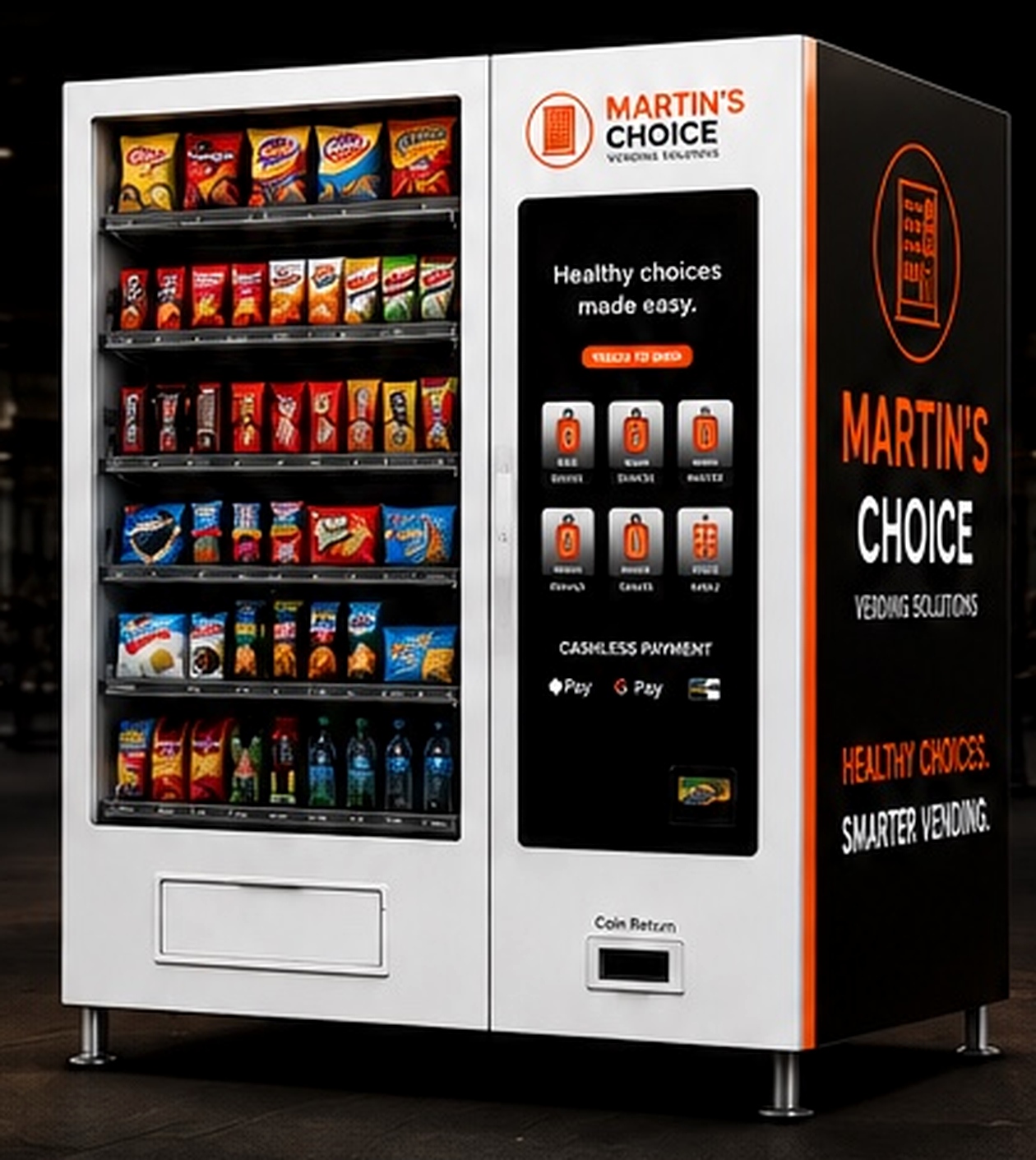Martin's Choice premium vending machine with full 32-inch touchscreen